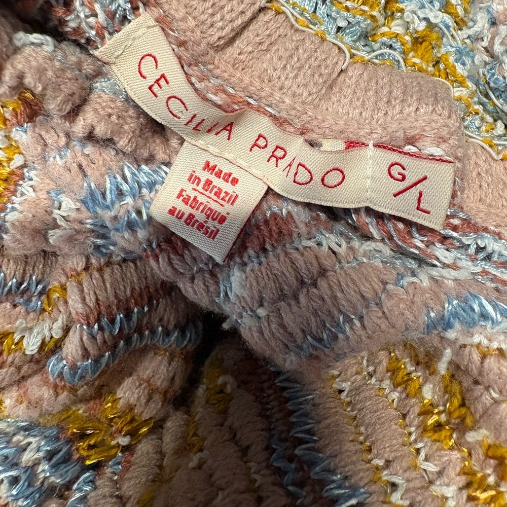 Cecilia Prado Anthropologie sweater knit pastel puff balloon sleeve mock neck - Picture 5 of 7